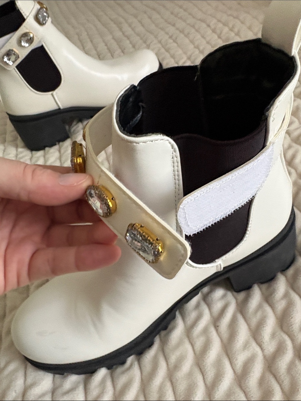 Forever 21 White Chelsea Jewel Strap Ankle Boots - Picture 3 of 4